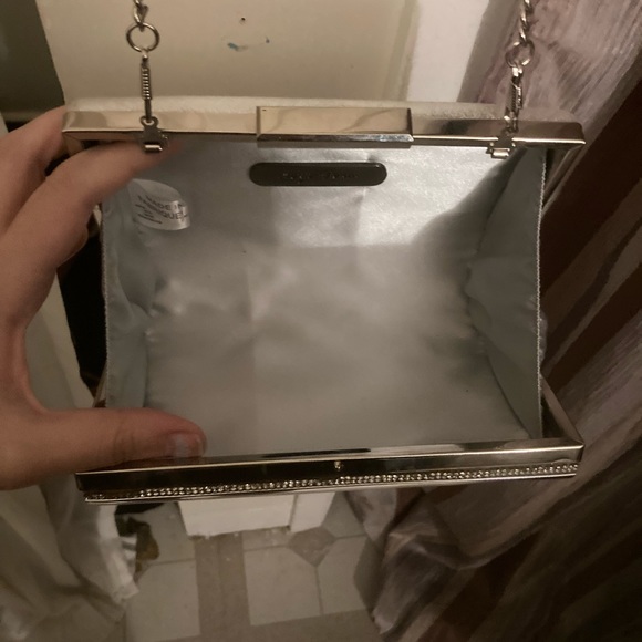 Silver Strap Clutch with Long Chain. - Picture 3 of 3